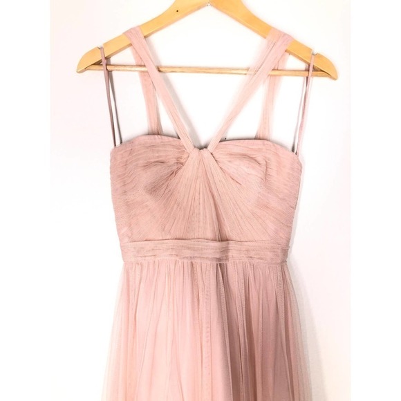 Amsale Aisha Gown Blush Halter Neckline Chiffon US 0 - Picture 8 of 12